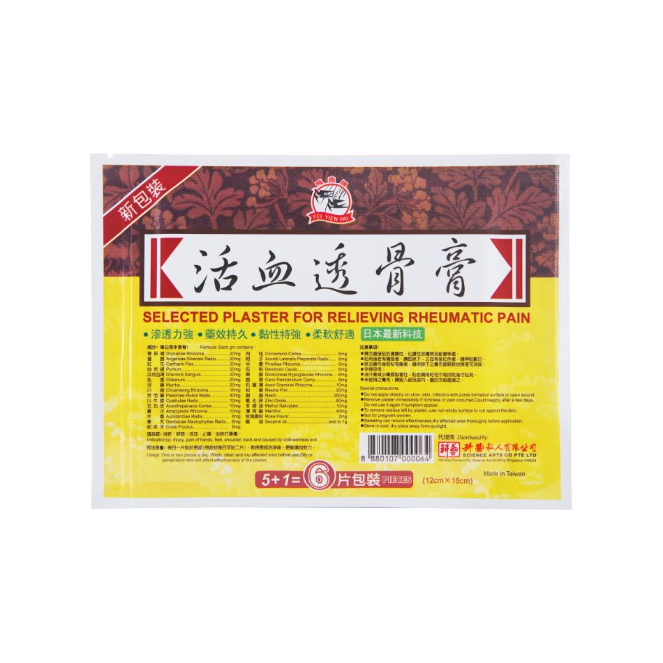 Fei Yien Pai Selected Plaster for Relieving Rheumatic Pain (6 Pcs/ 24 Pcs)